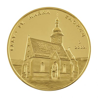 Zlatna medalja Crkva Svetog Marka 7g + kutija